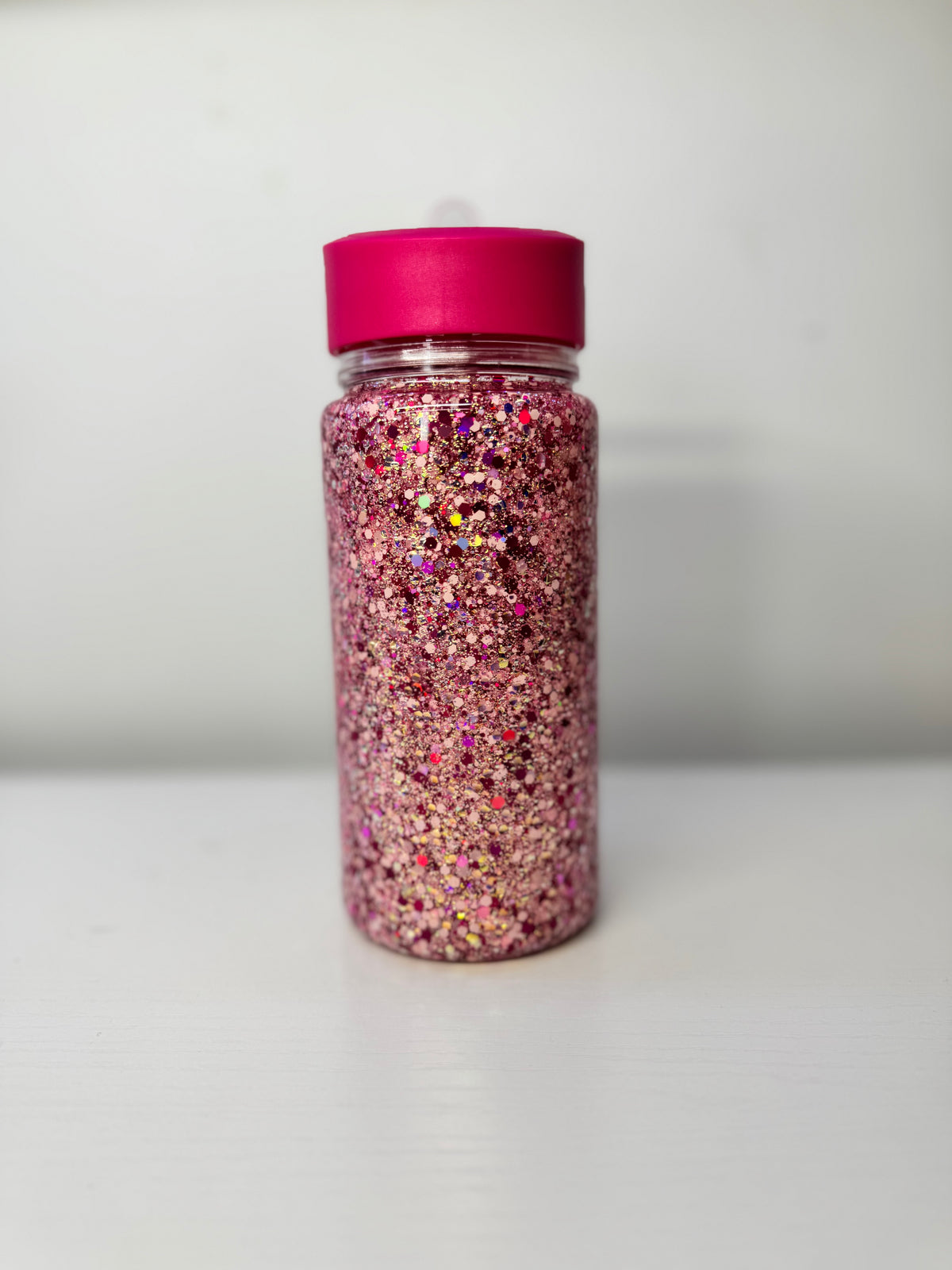 Pre made pink glitter drink bottles